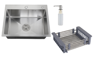 Кухонная мойка РМС MR-5843 с корзиной и дозатором нержавеющая сталь